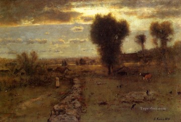 banquet of the officers of the st george civic guard company 1 Painting - The Clouded Sun landscape Tonalist George Inness